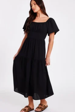 Quiz Short Sleeve Midaxi Dress Black Hot