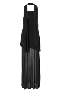 Quiz Strapless Mesh Hem Maxi Dress Black Clearance