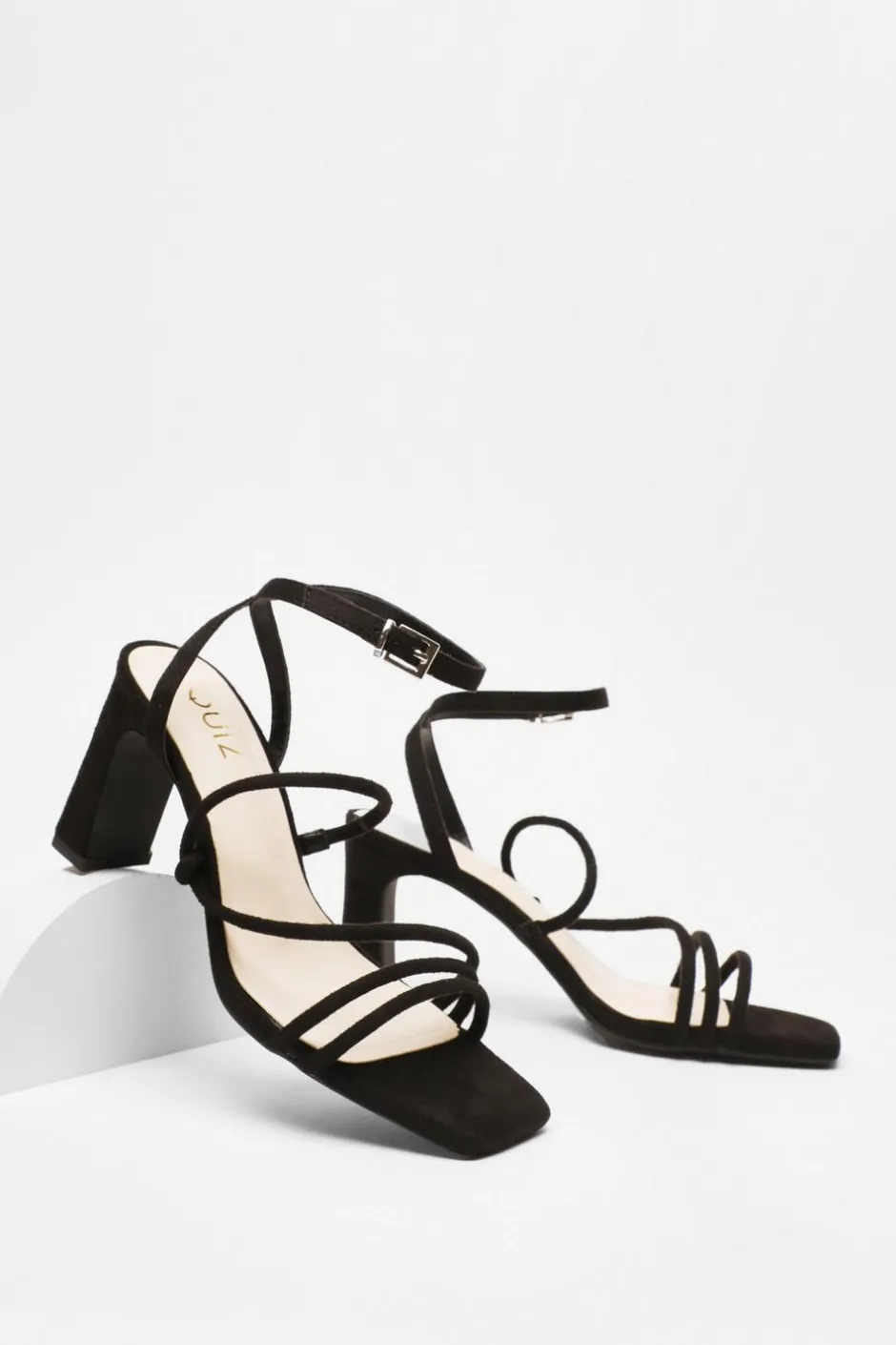 Quiz Strappy Block Heeled Sandals Black