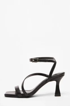 Quiz Strappy Flared Heel Black Outlet