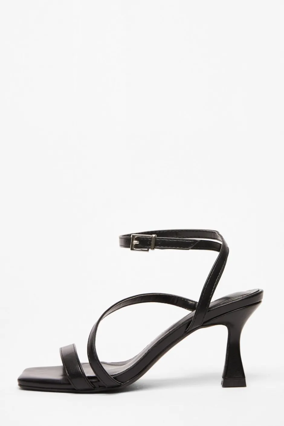 Quiz Strappy Flared Heel Black Outlet