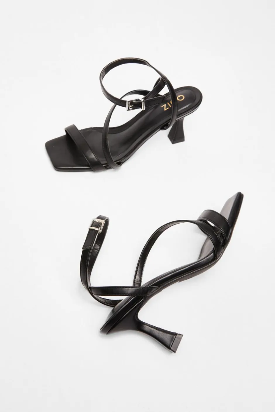 Quiz Strappy Flared Heel Black Outlet