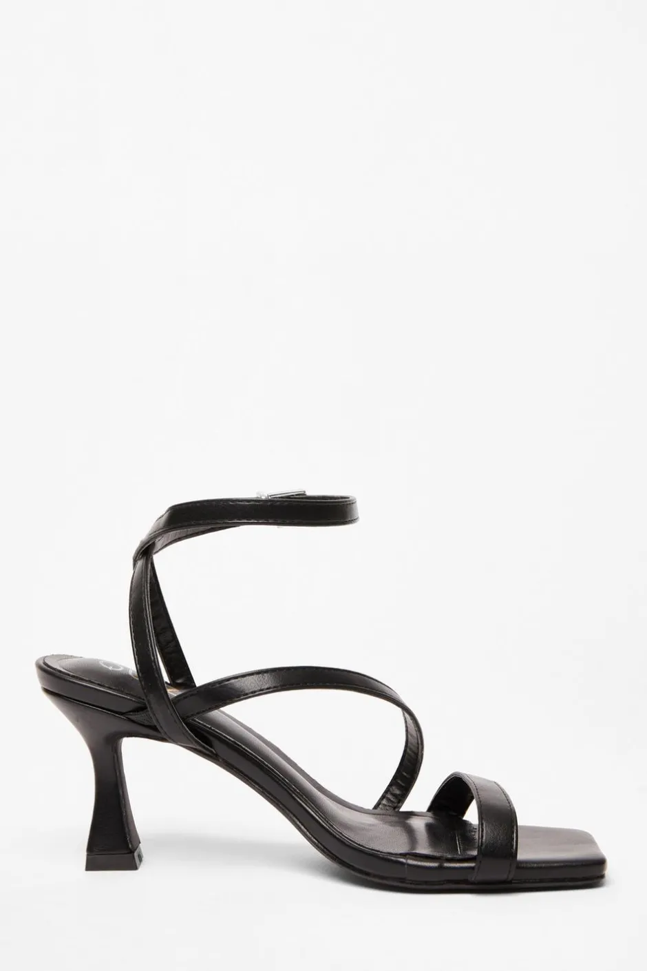 Quiz Strappy Flared Heel Black Outlet