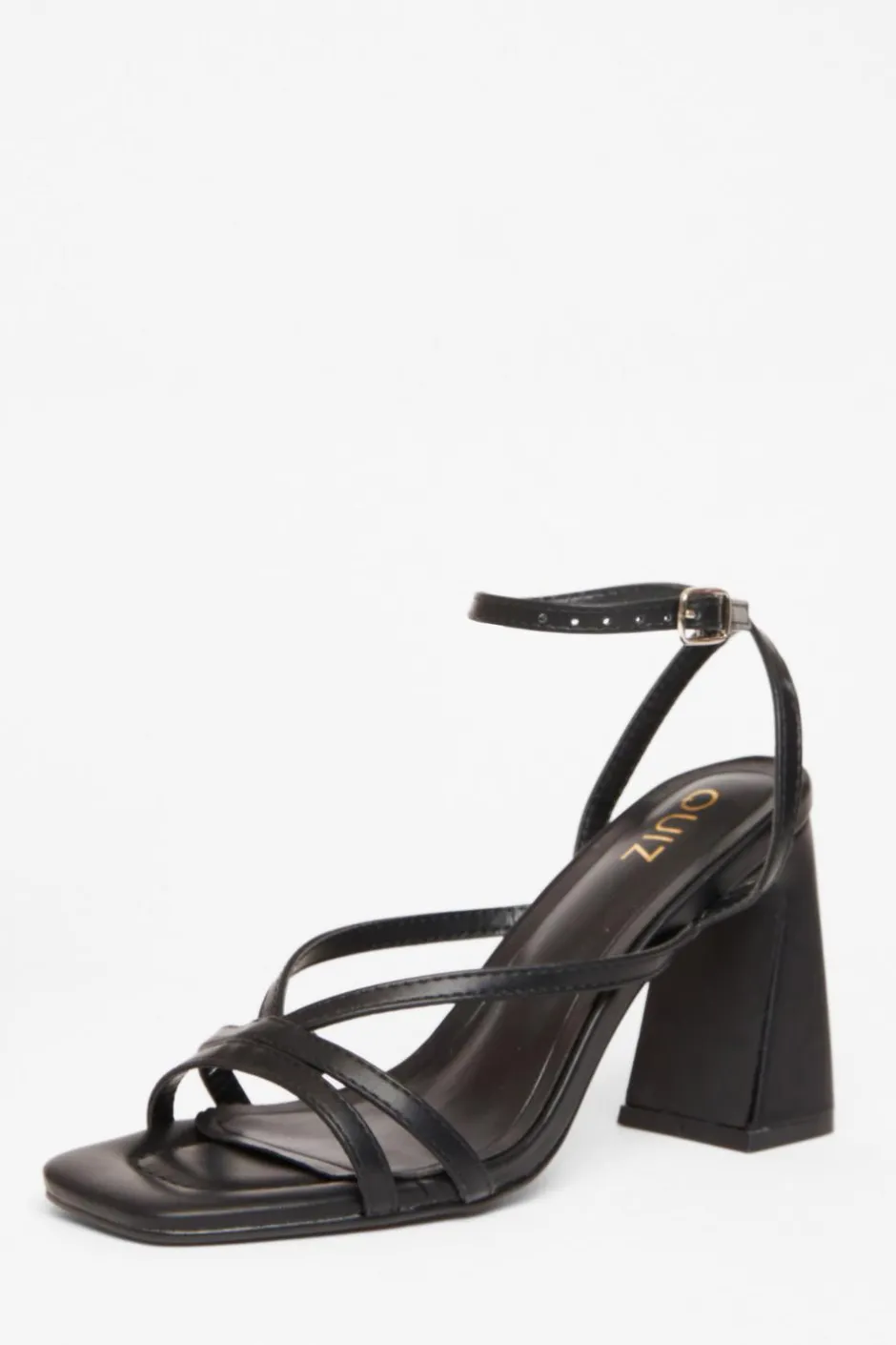 Quiz Strappy High Block Heels Black New
