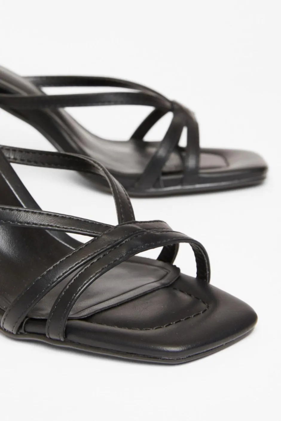 Quiz Strappy High Block Heels Black New