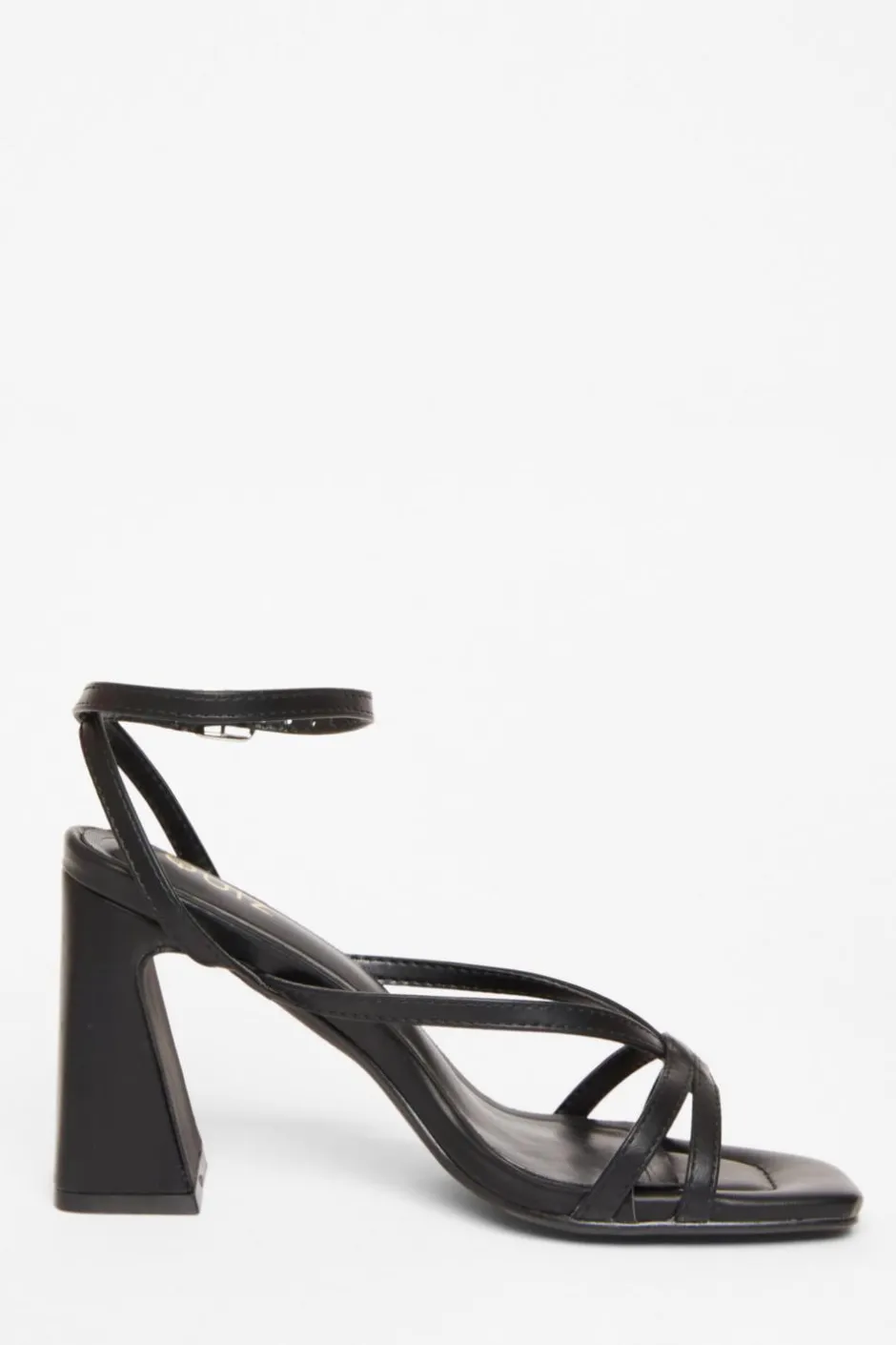 Quiz Strappy High Block Heels Black New