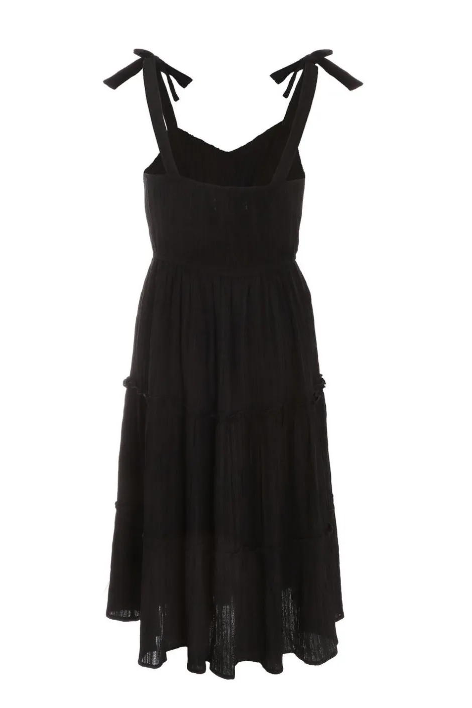 Quiz Black Strappy Tiered Midi Dress Online