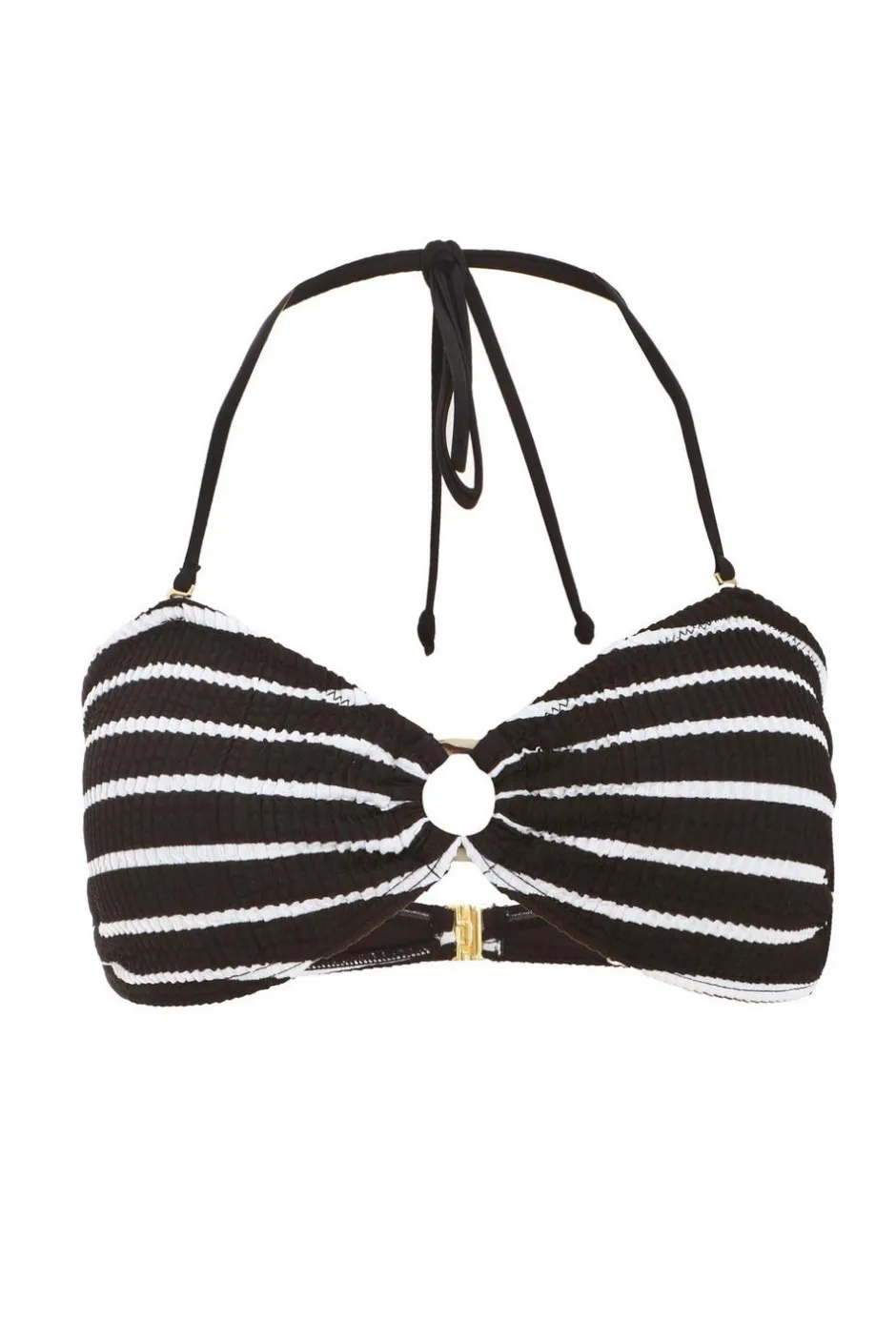 Quiz Black Stripe Crinkle Bikini Top New