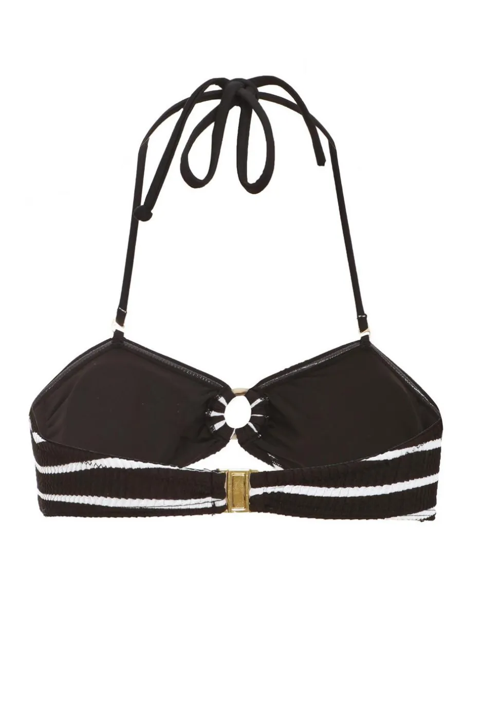 Quiz Black Stripe Crinkle Bikini Top New