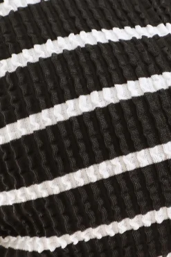 Quiz Black Stripe Crinkle Bikini Top New