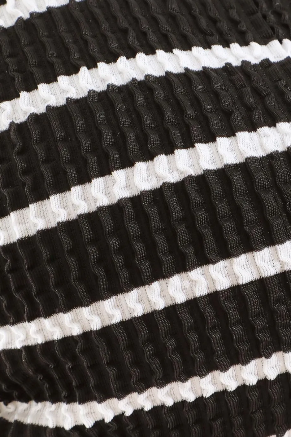 Quiz Black Stripe Crinkle Bikini Top New