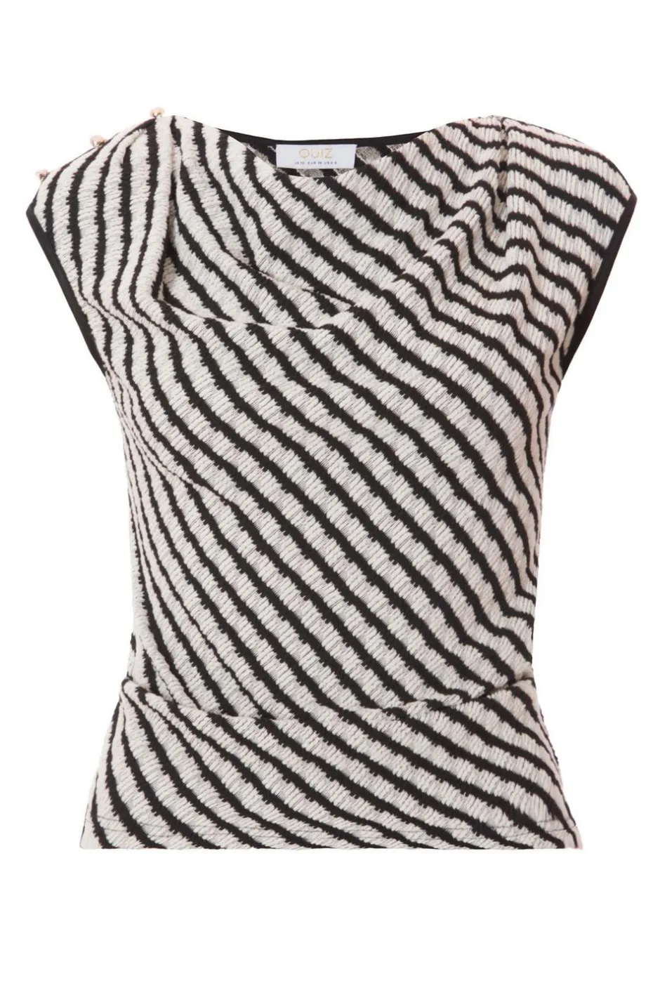 Quiz Black Striped Cowl Neck Top Discount