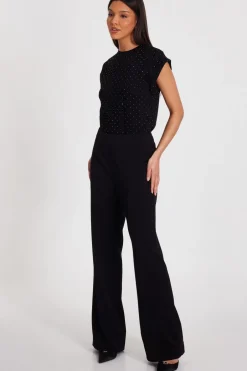 Quiz Stud Detail Top Black Outlet