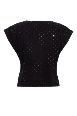 Quiz Stud Detail Top Black Outlet