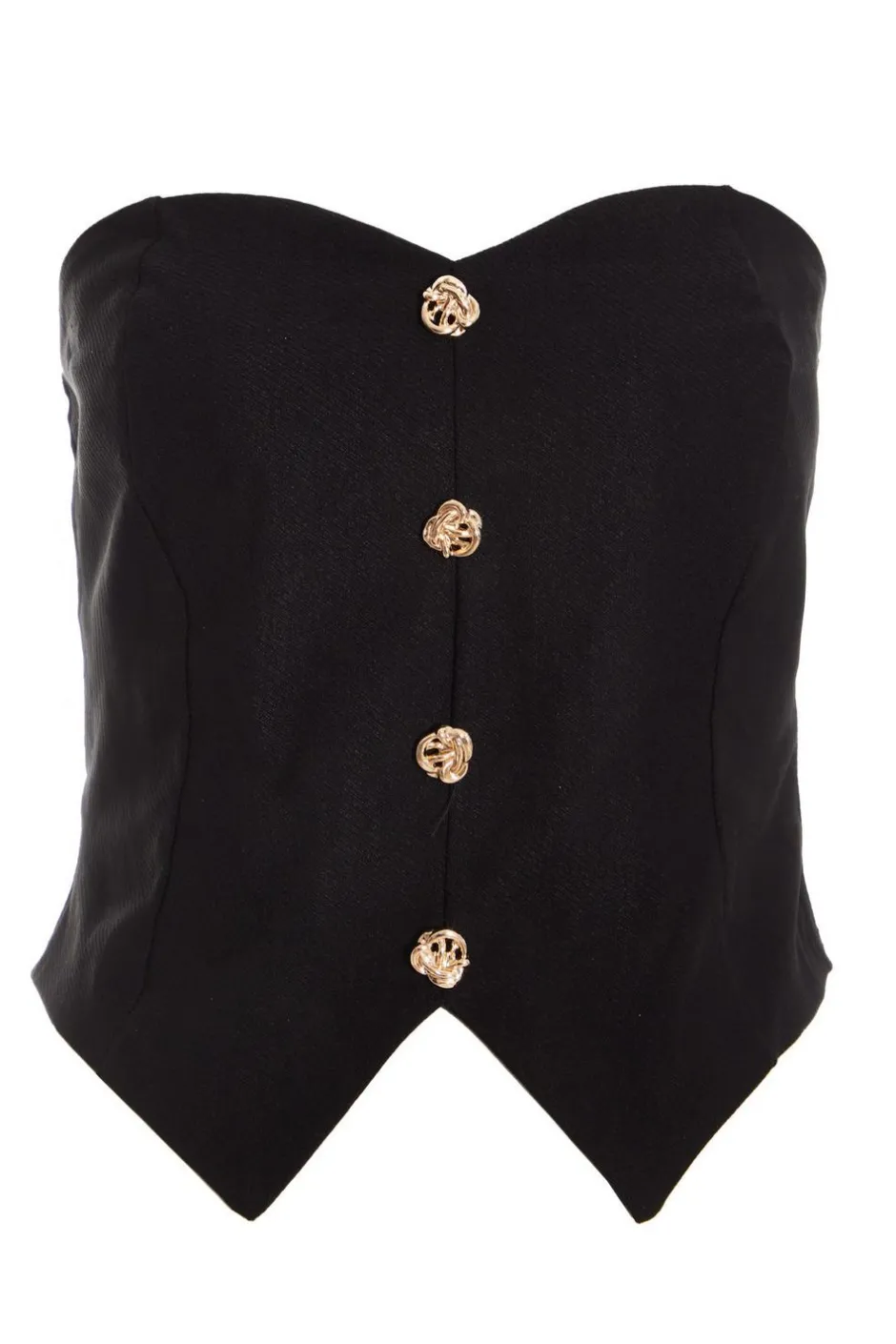 Quiz Black Textured Button Front Top Discount