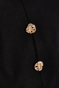 Quiz Black Textured Button Front Top Discount
