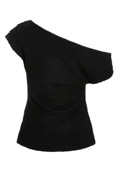 Quiz Black Textured Drape Neck Top New