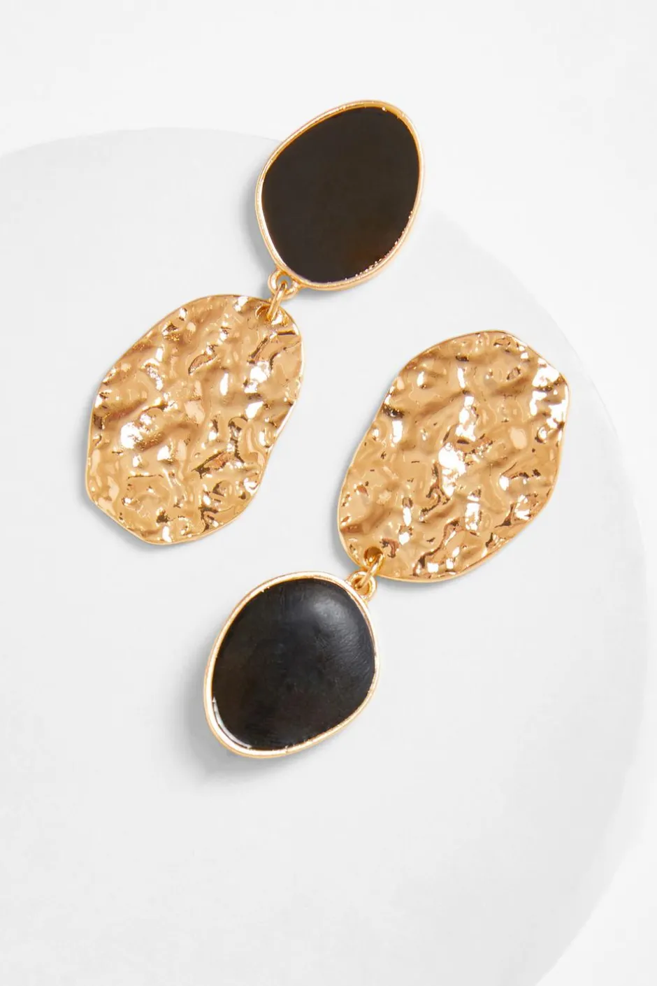 Quiz Textured Drop Earrings Black New