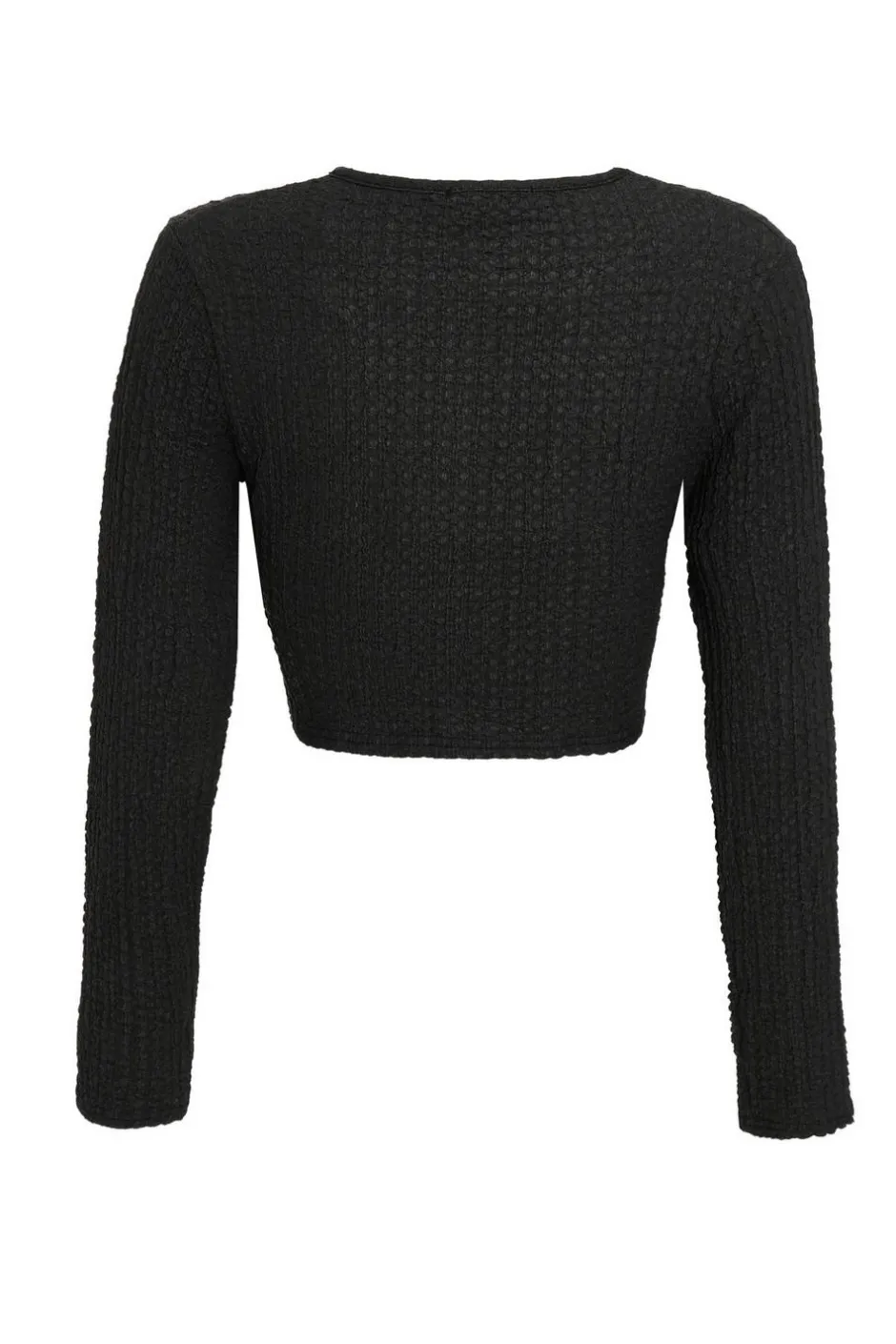 Quiz Textured Knot Front Crop Top Black Sale