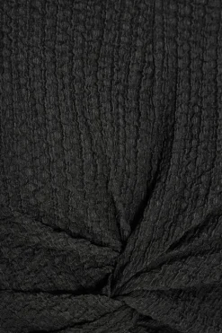 Quiz Textured Knot Front Crop Top Black Sale