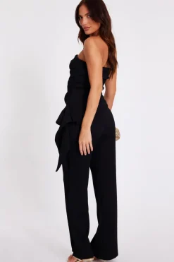 Quiz Black Textured Palazzo Trousers Discount