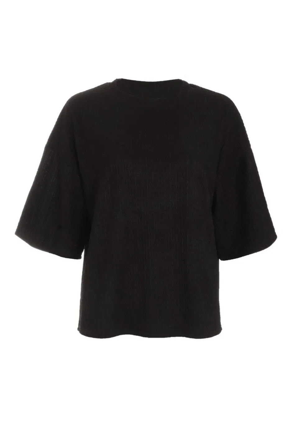 Quiz Textured T-Shirt Black Online
