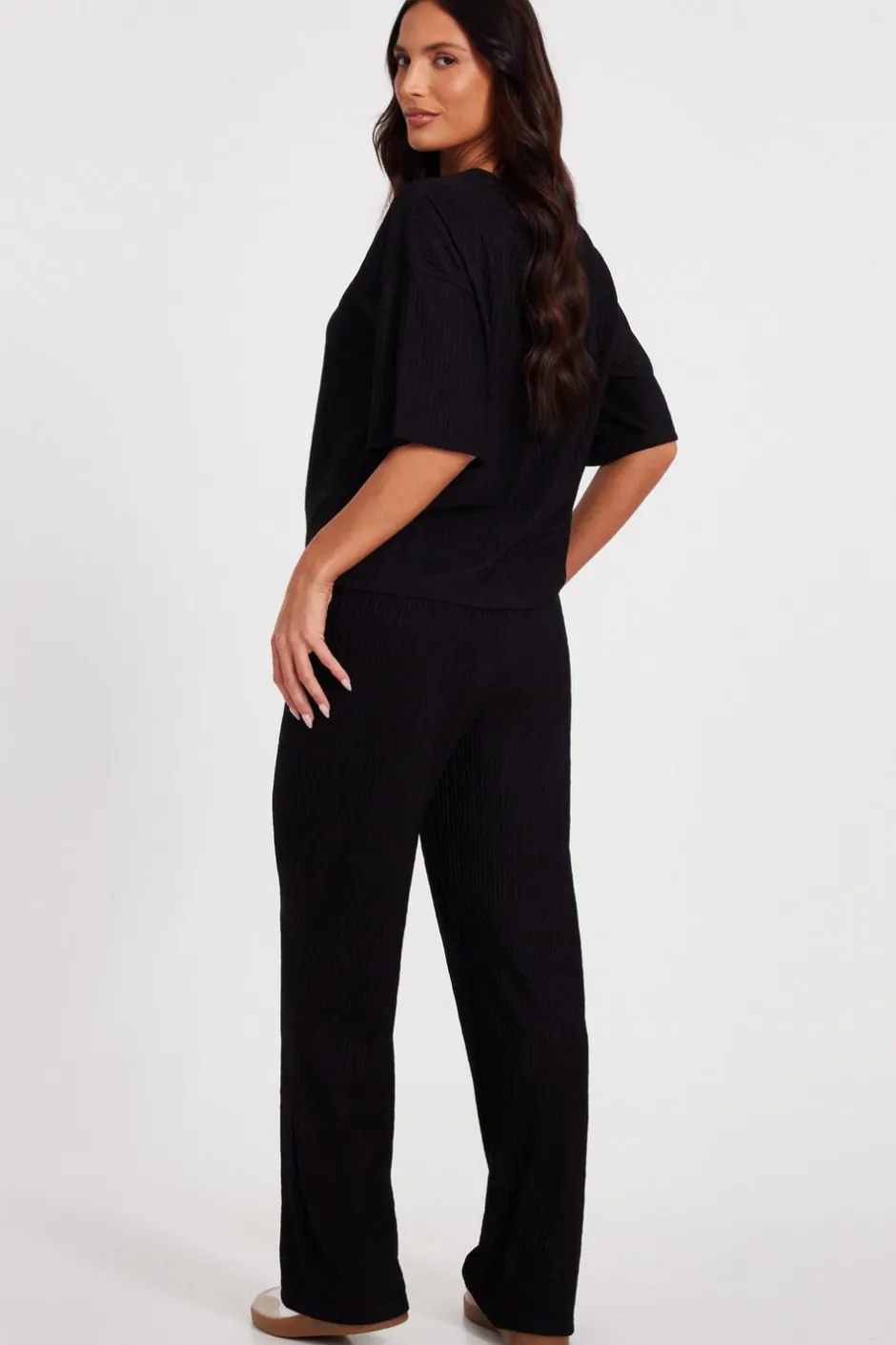 Quiz Textured T-Shirt Black Online