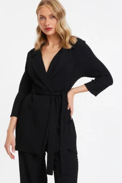 Quiz Black Tie Front Blazer Discount