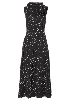 Quiz Tie Neck Polka Dot Midaxi Dress Black Best