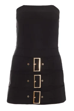 Quiz Triple Belted Bandeau Playsuit Black Hot