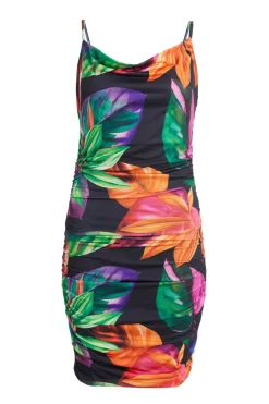 Quiz Black Tropical Print Mini Dress Online