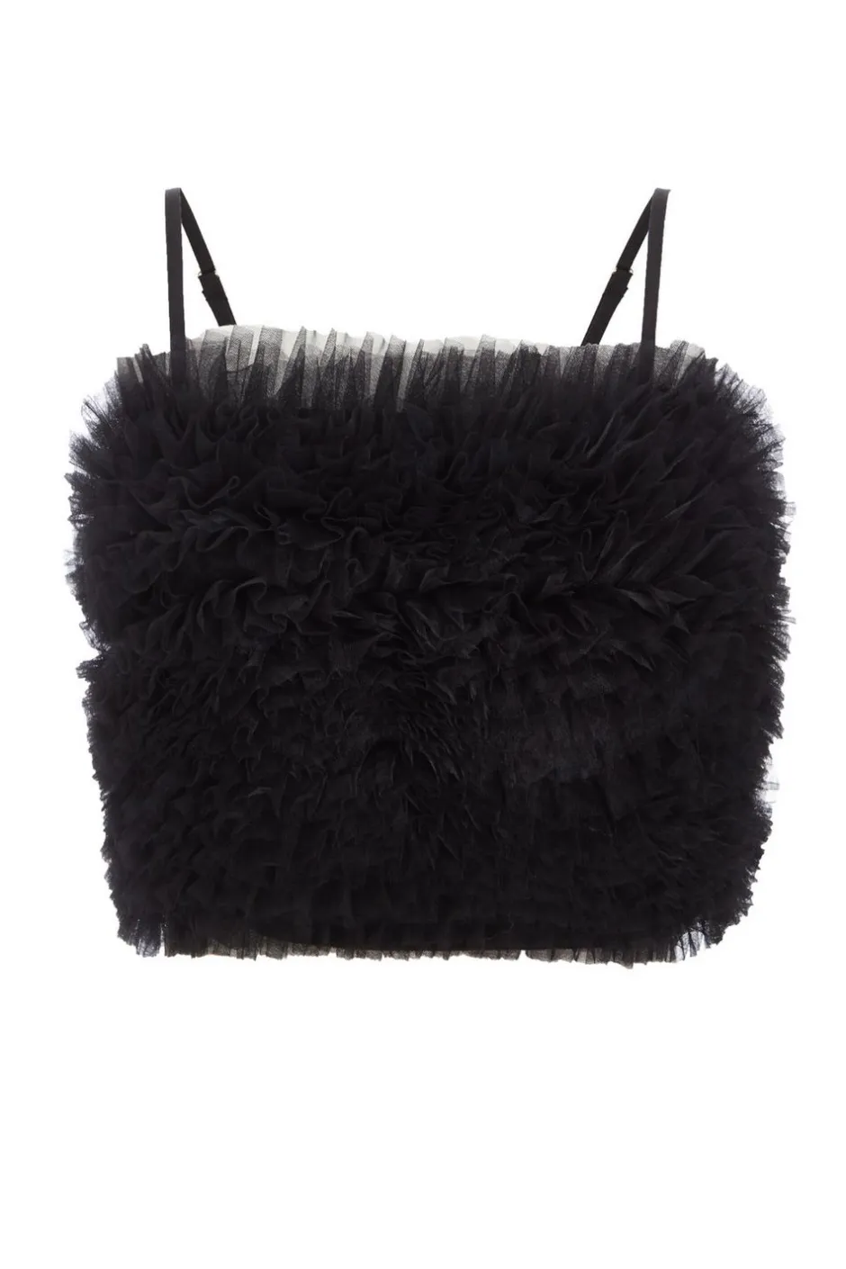 Quiz Black Tulle Ruffle Crop Top Discount