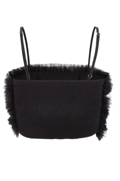 Quiz Black Tulle Ruffle Crop Top Discount