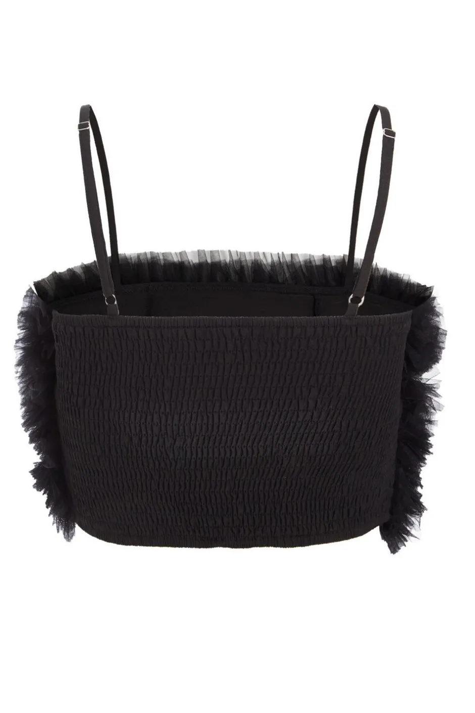 Quiz Black Tulle Ruffle Crop Top Discount