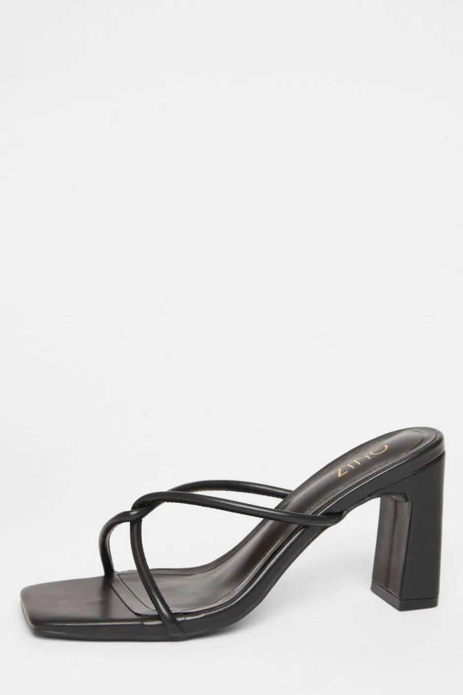 Quiz Twist Front Strappy Block Heels Black Clearance