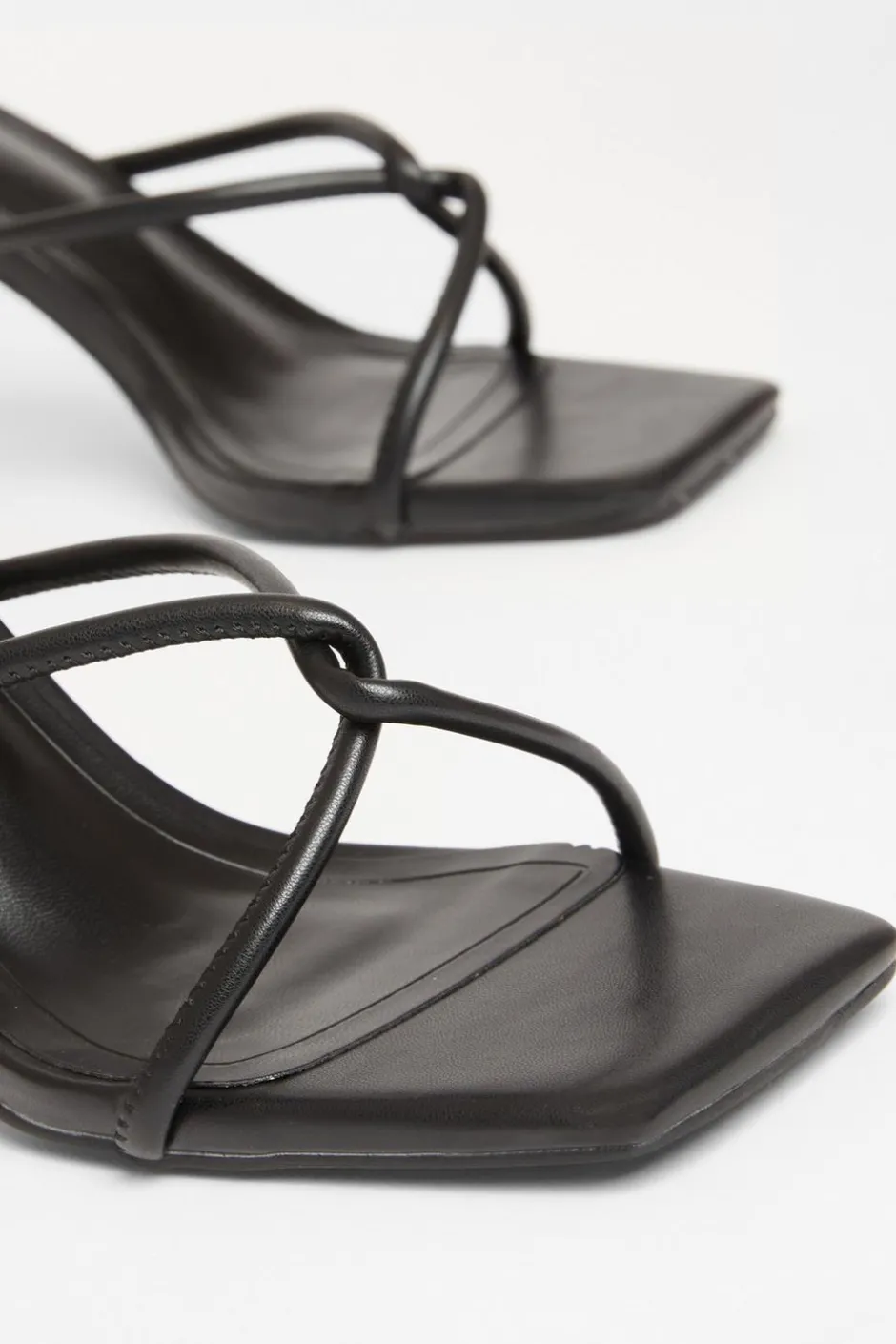 Quiz Twist Front Strappy Block Heels Black Clearance