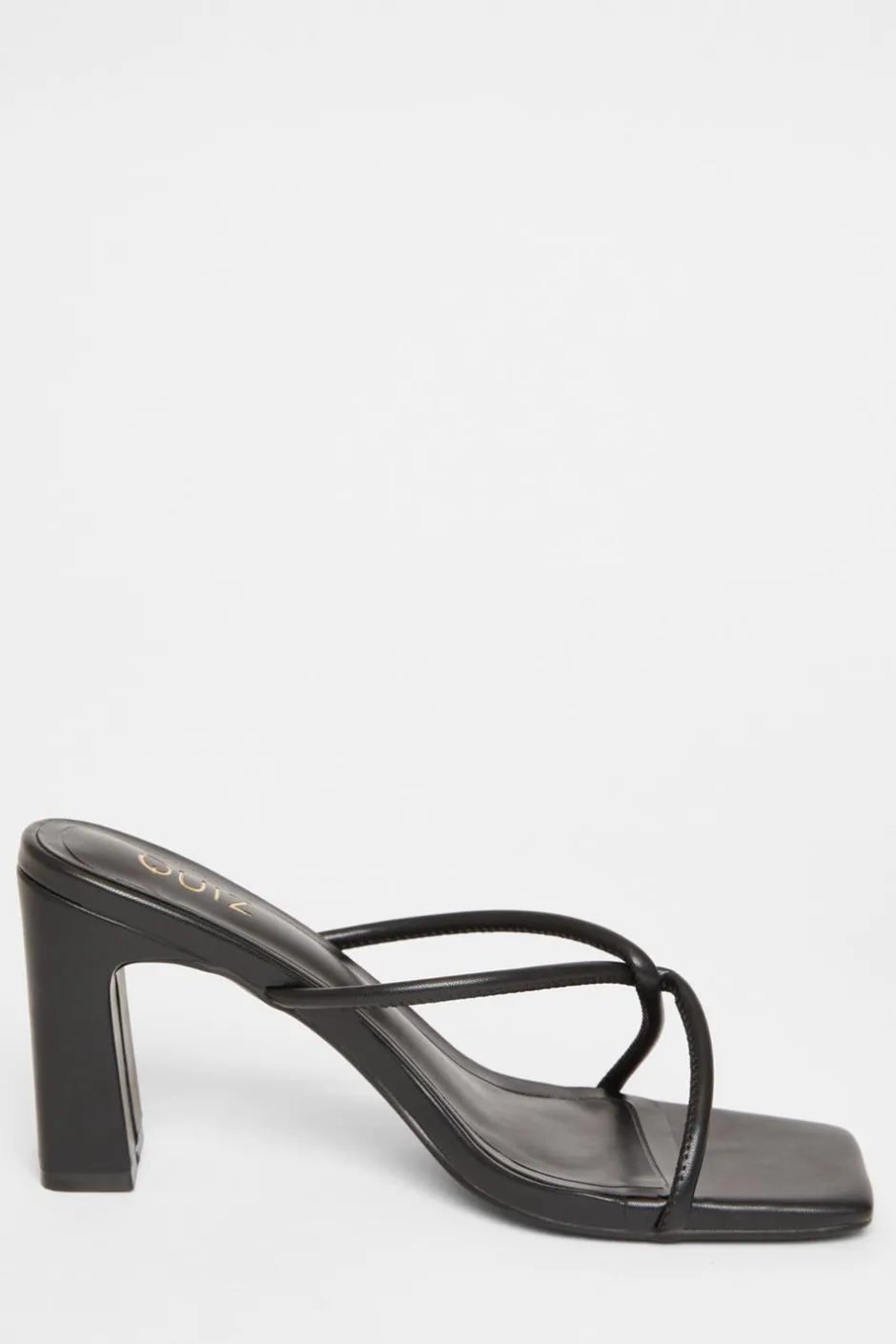 Quiz Twist Front Strappy Block Heels Black Clearance