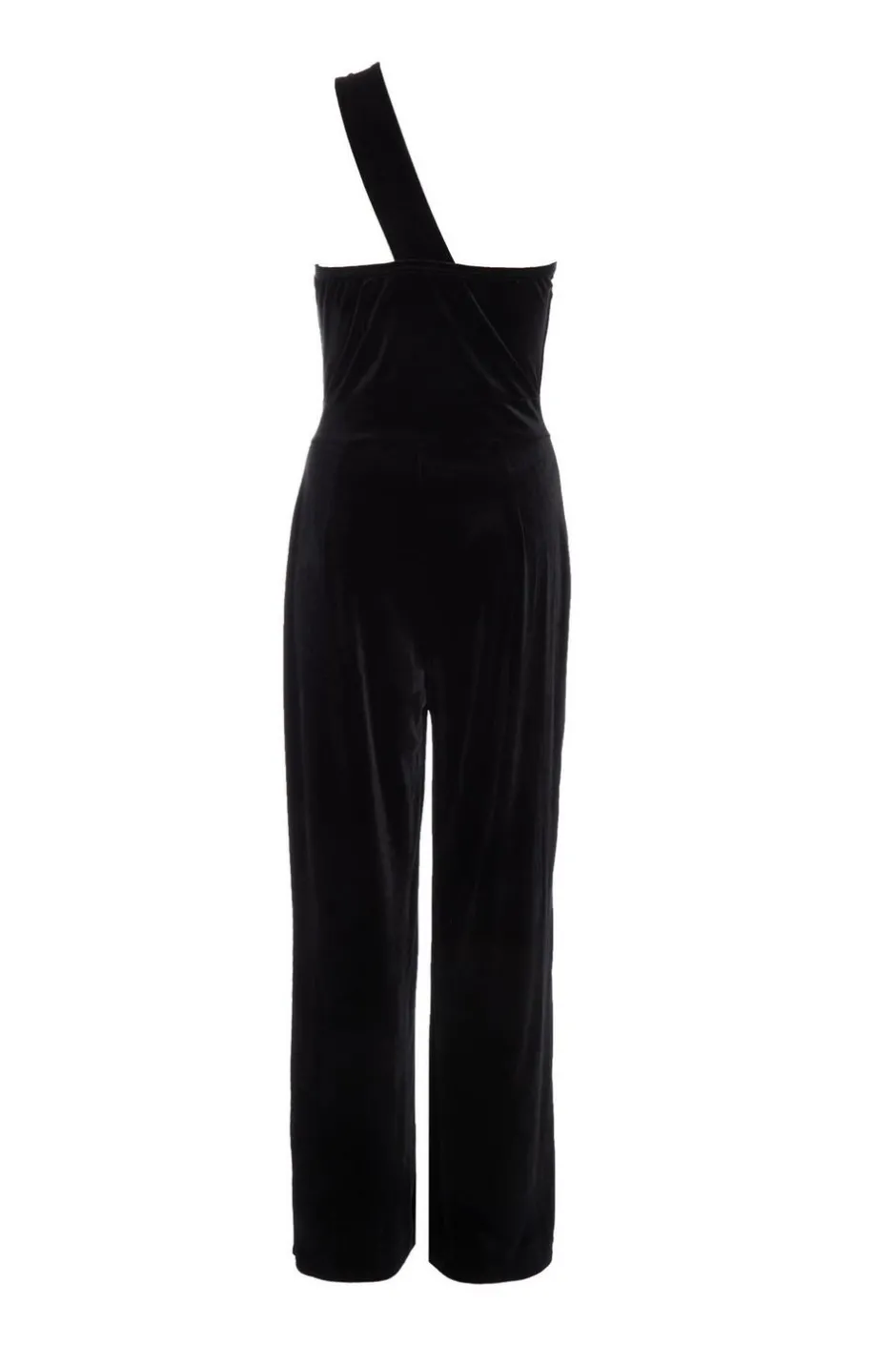 Quiz Black Velvet Asymmetric Jumpsuit Sale