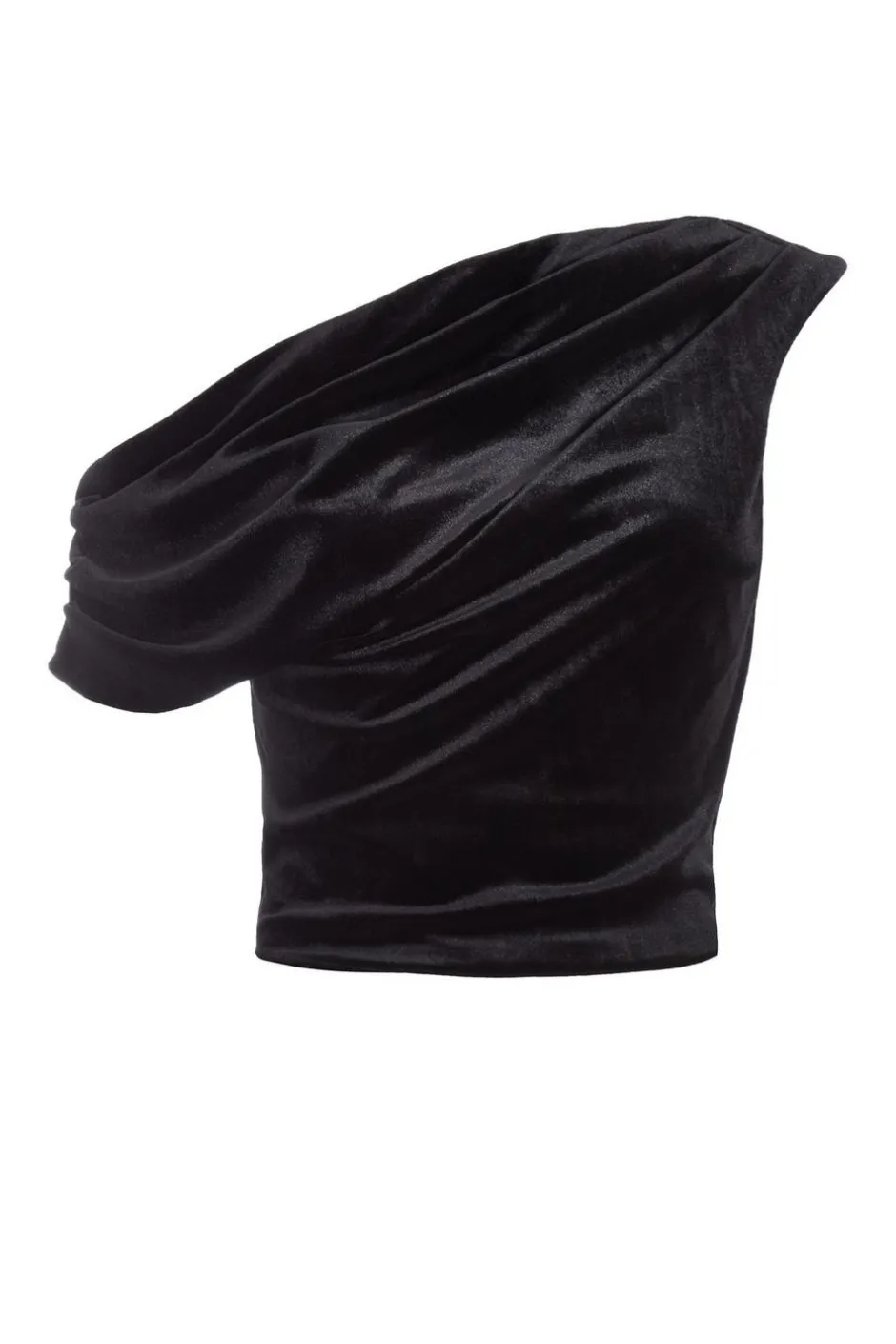 Quiz Velvet Asymmetric Top Black Clearance