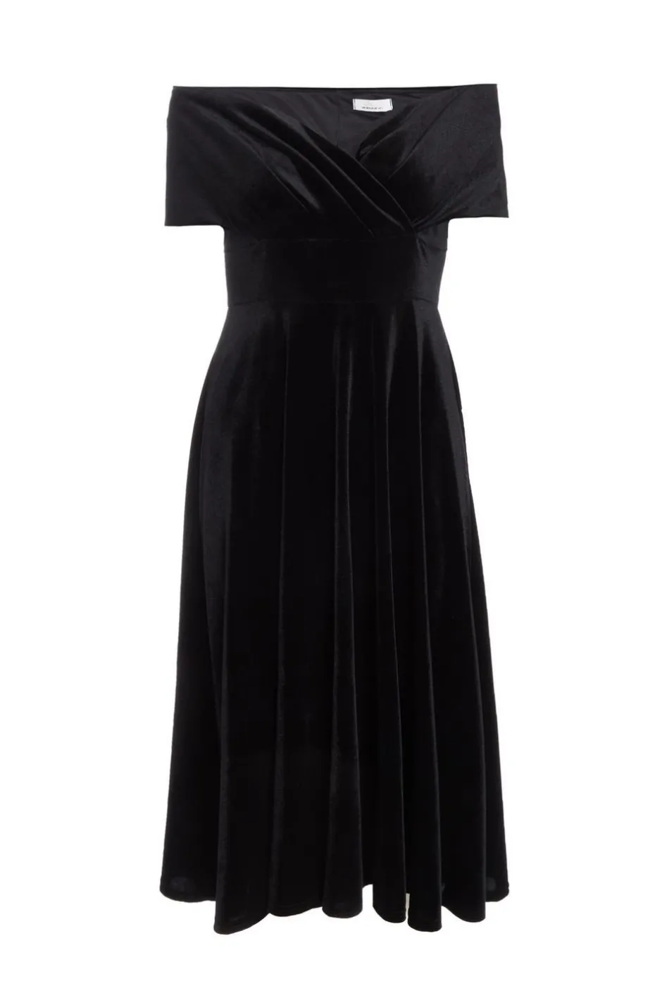 Quiz Black Velvet Bardot Midi Dress Sale