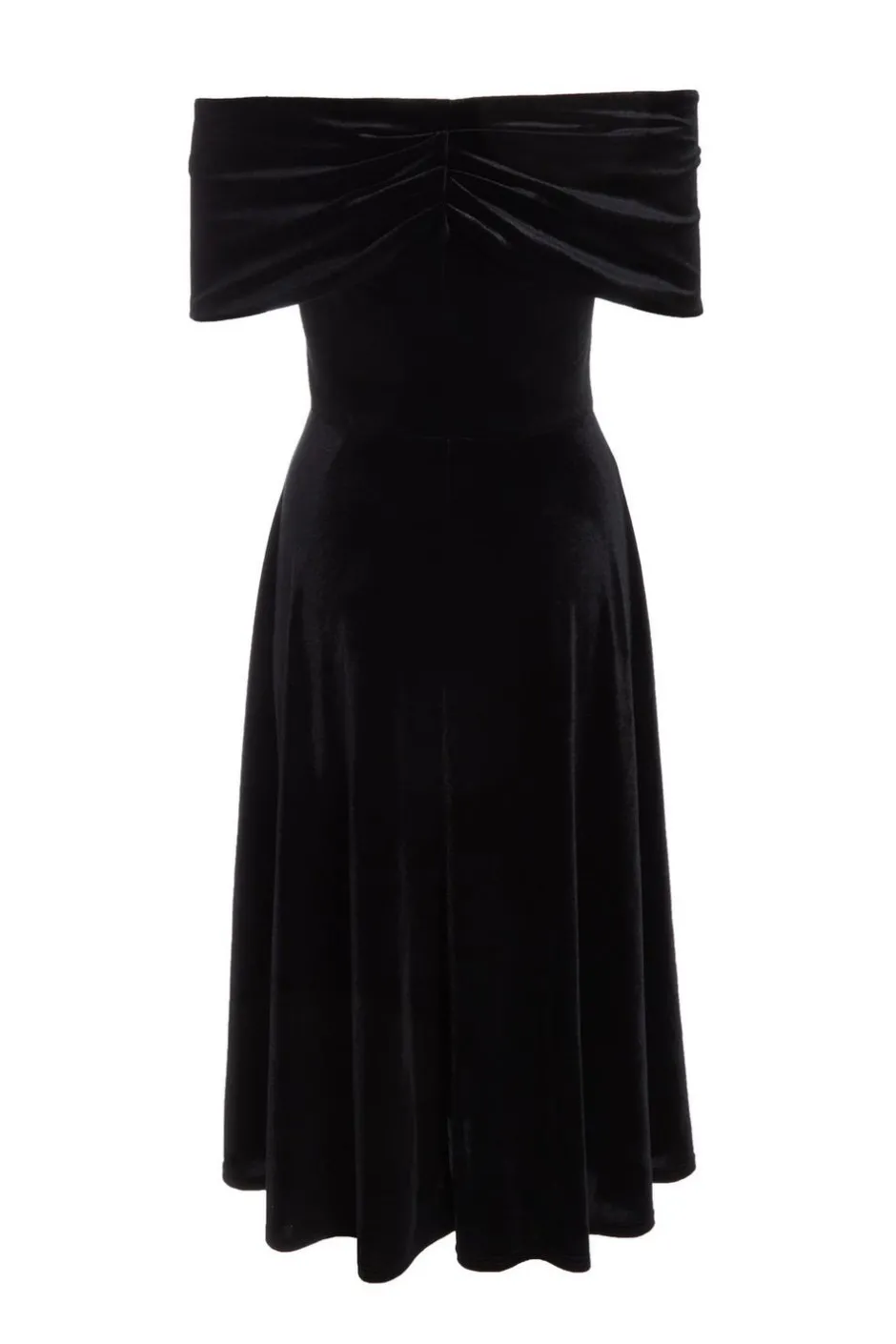 Quiz Black Velvet Bardot Midi Dress Sale
