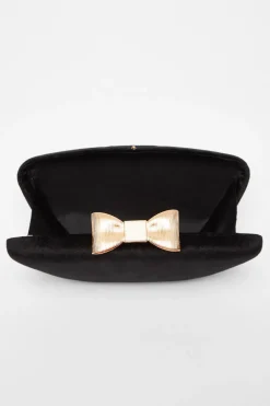 Quiz Black Velvet Bow Box Bag Outlet