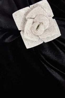 Quiz Black Velvet Corsage Maxi Skirt New