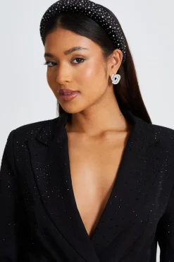 Quiz Black Velvet Diamante Headband Clearance