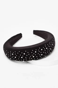 Quiz Black Velvet Diamante Headband Clearance