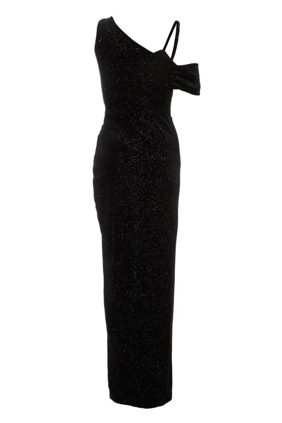 Quiz Black Velvet Glitter Maxi Dress