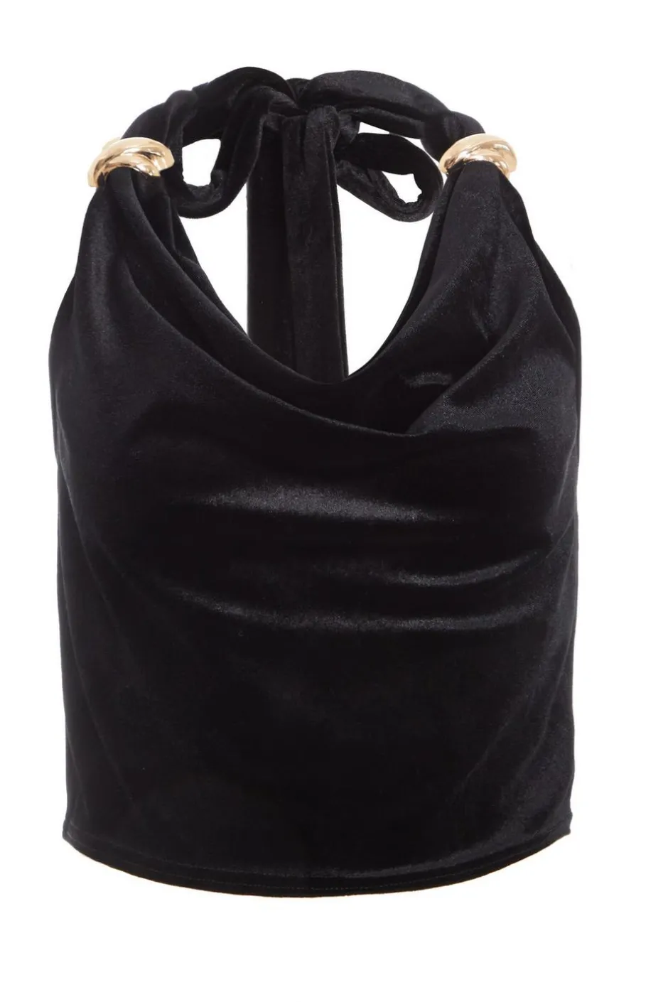 Quiz Black Velvet Halter Crop Top Best