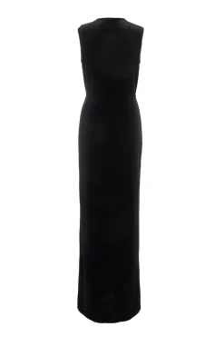 Quiz Black Velvet Twist Front Maxi Dress New