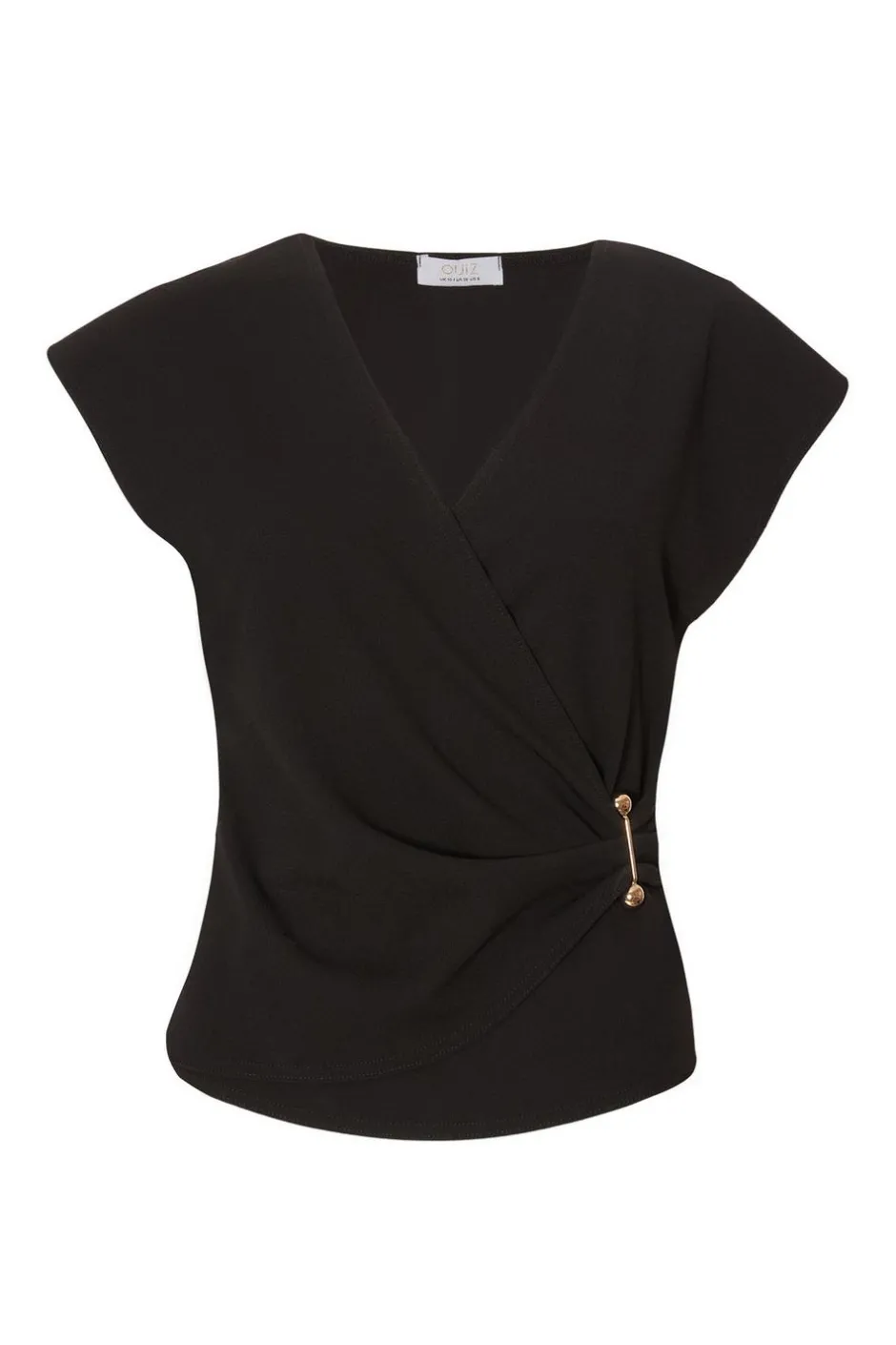Quiz Black V-Neck Wrap Top New