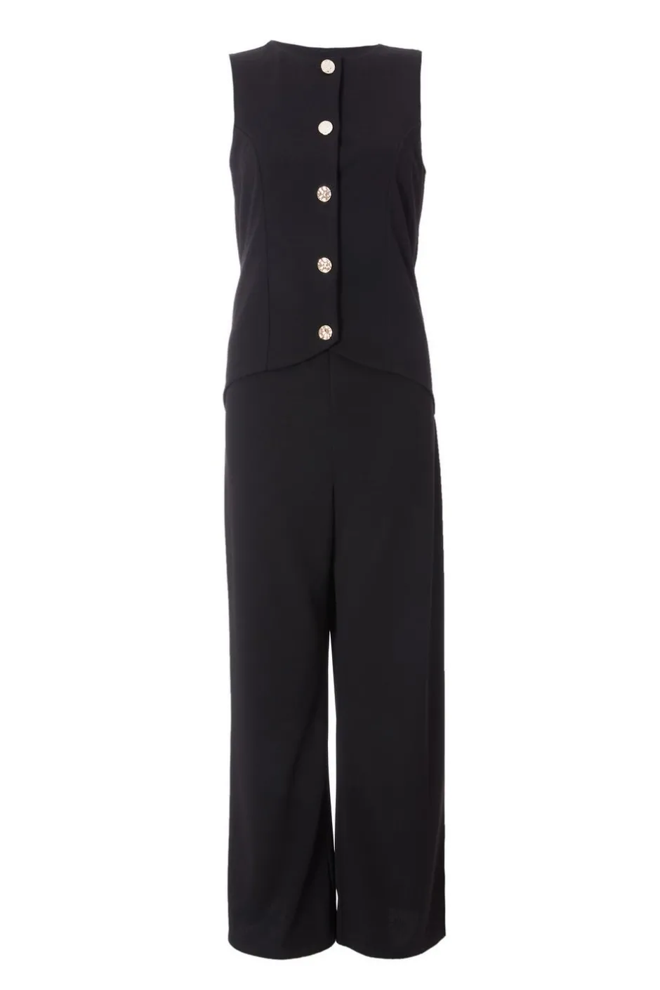 Quiz Waistcoat Jumpsuit Black Best
